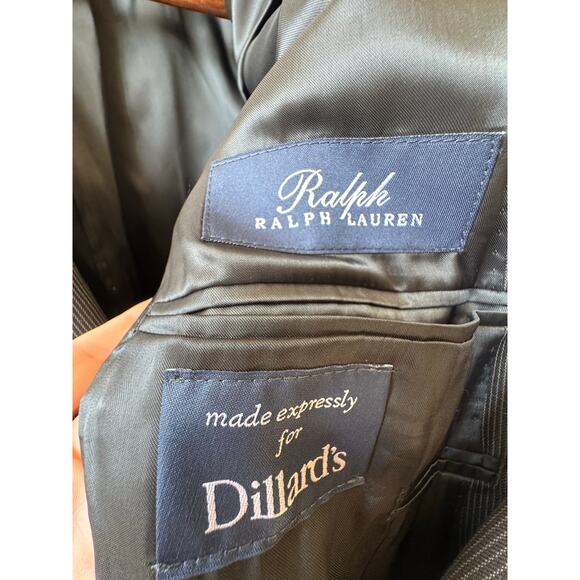 Ralph Ralph Lauren Men’s 44L Wool Blazer Sport Coat Black Micro Stripe Jacket - Picture 4 of 9